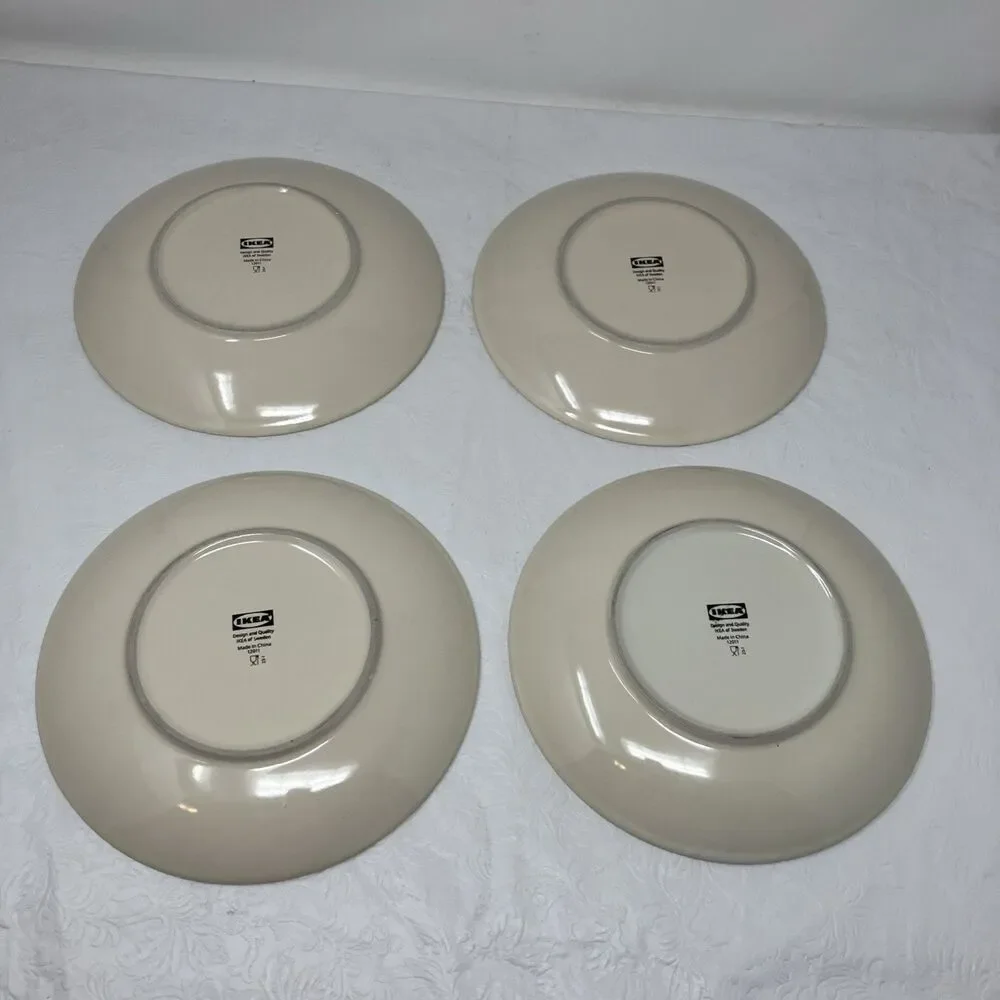 IKEA Dinnerware Fargrik Salad Plates Set Of 4 #12011 8” Light Beige Sand